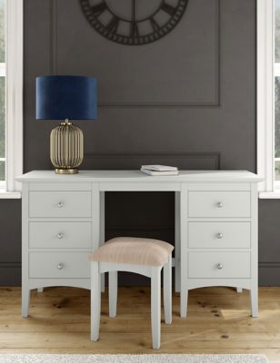 M&S Hastings Dressing Table & Stool - Grey, Grey,Soft White,Dark Grey