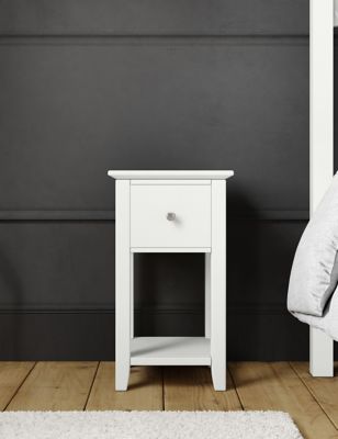 M&S Set of 2 Hastings 1 Drawer Slim Bedside Tables - Soft White, Soft White,Dark Grey,Grey