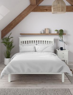 M&S Hastings Bed - 4FT - Soft White, Soft White,Mid Blue,Grey,Dark Grey