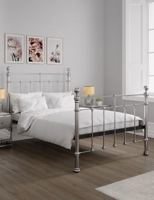 Castello Bed M S, Silver Metal Bed Frame