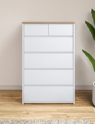 M&S 6 Drawer Chest - White, White