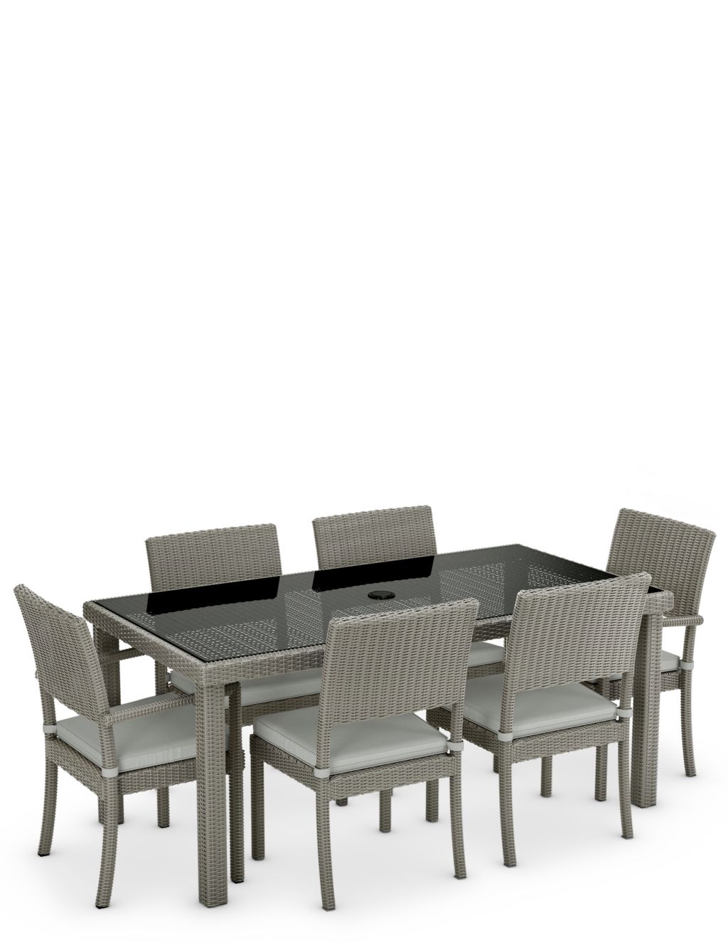 Marlow 6 Seater Rattan Effect Garden Dining Table & Chairs