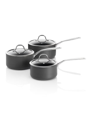 3 Hard Anodised Saucepan Set 