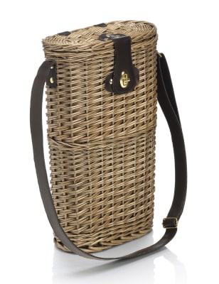 wicker wine tote