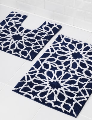 Geometric Star Print Bath & Pedestal Mats | M&S