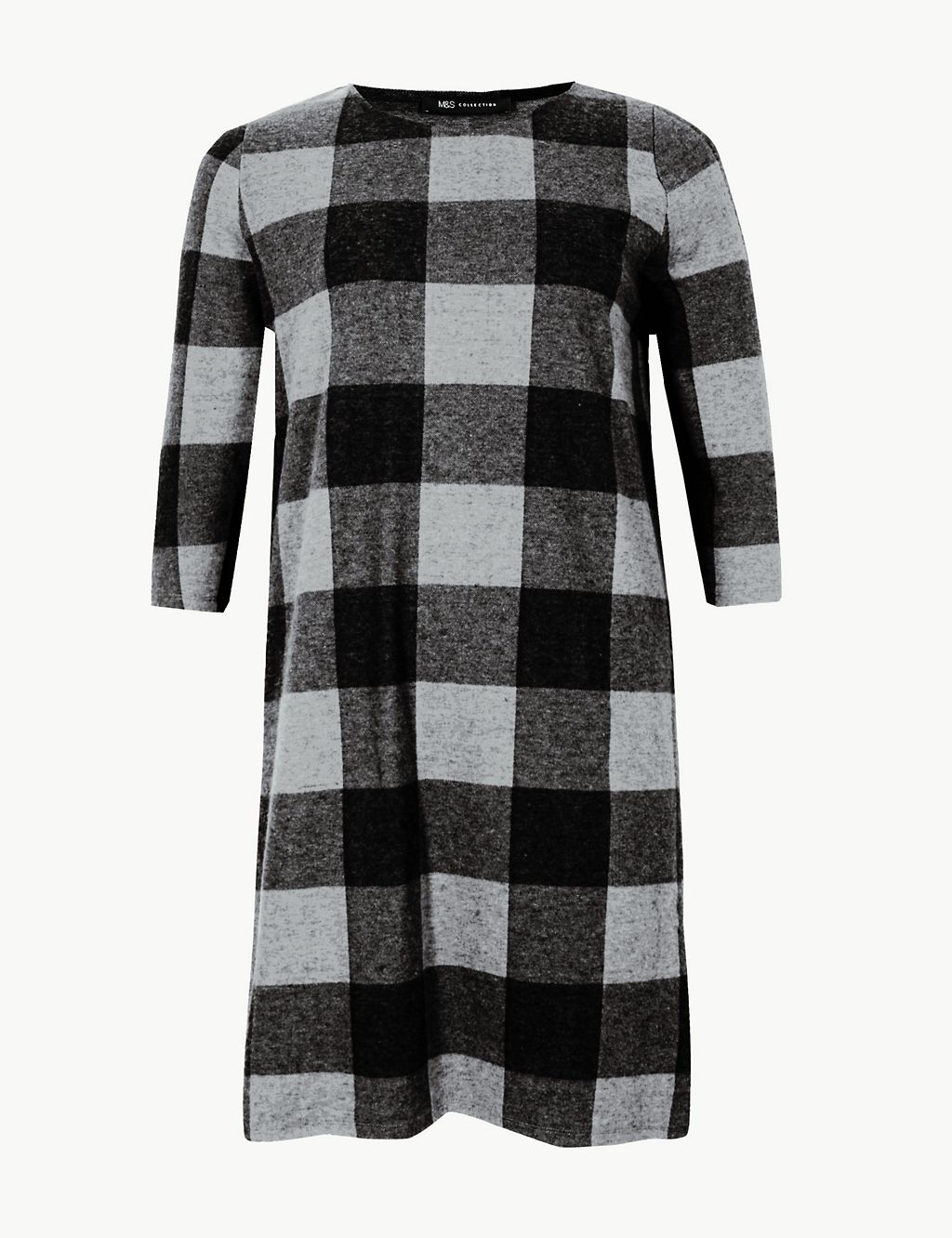 CURVE Checked 3/4 Sleeve Shift Dress 1 of 4