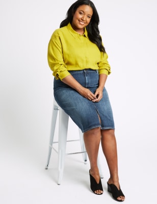 Plus size clearance yellow denim skirt