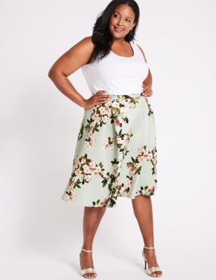 Plus size scuba midi cheap skirt