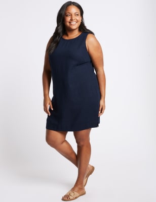 CURVE Linen Blend Tunic Dress, M&S Collection