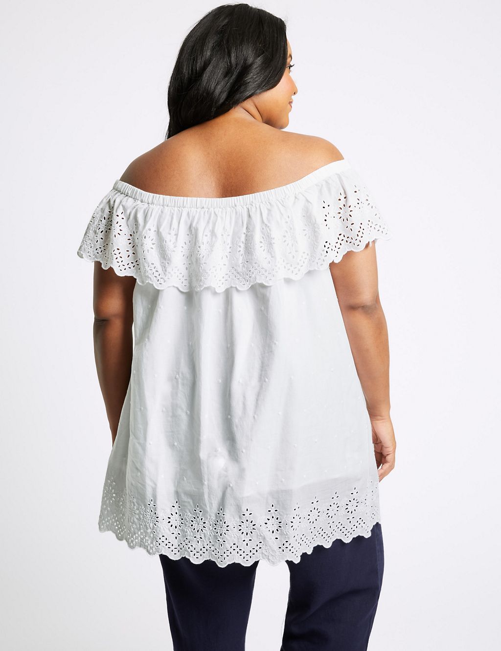 CURVE Pure Cotton Embroidered Bardot Top 4 of 5