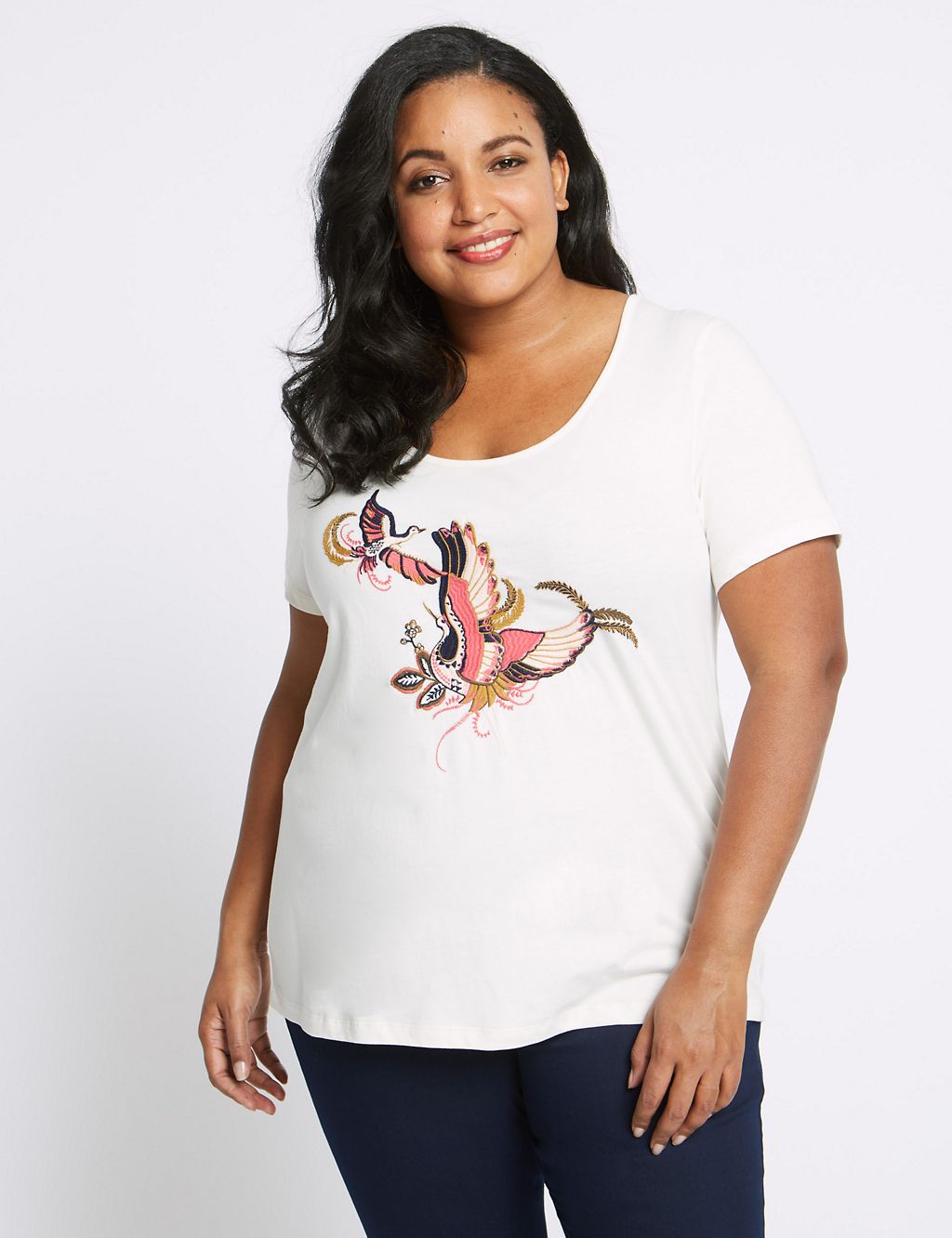 CURVE Pure Cotton Embroidered T-Shirt 3 of 5