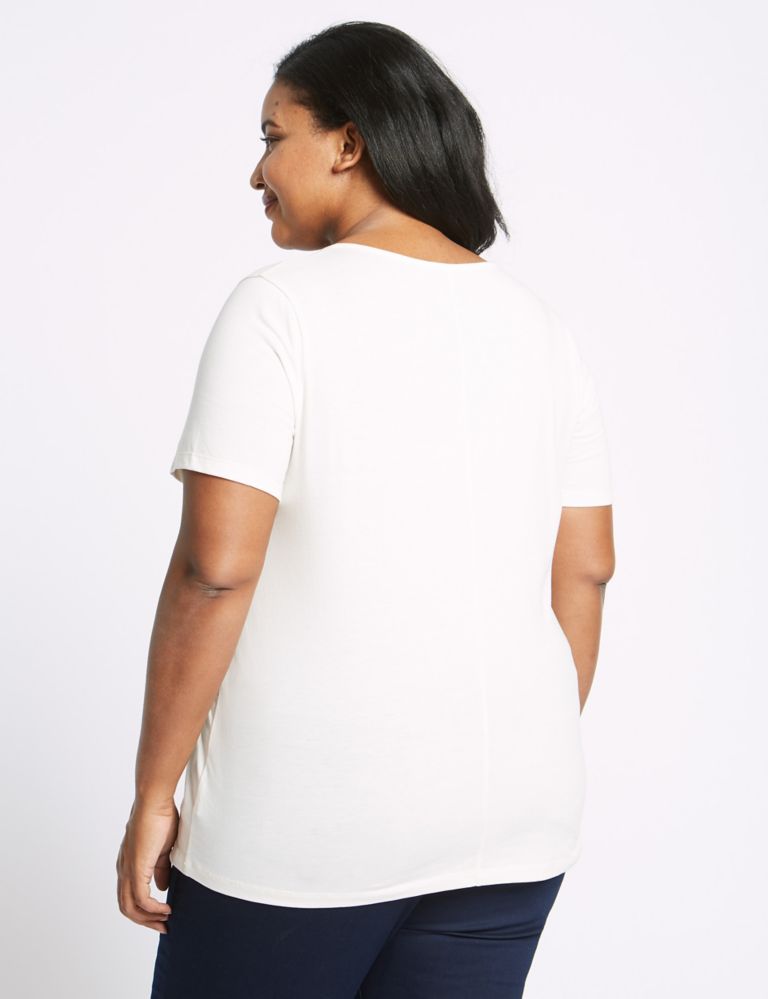 CURVE Pure Cotton Embroidered T-Shirt 4 of 5