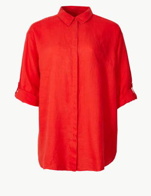 CURVE Pure Linen 3/4 Sleeve Shirt Image 1 of 1