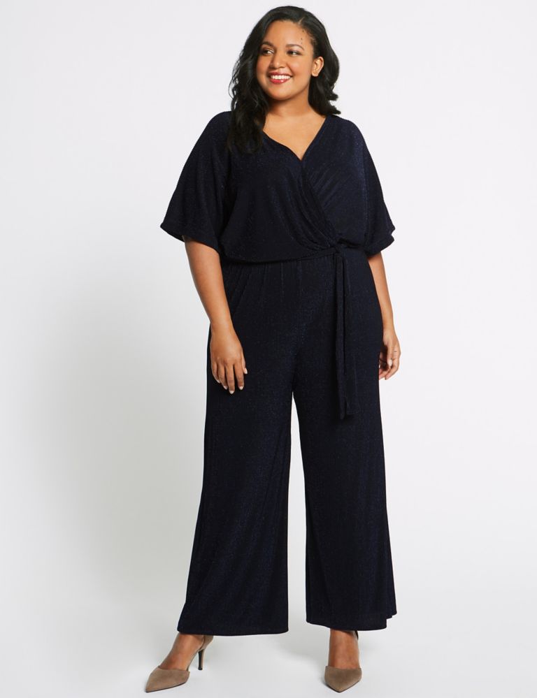 CURVE Sparkly Short Sleeve Jumpsuit 1 of 5