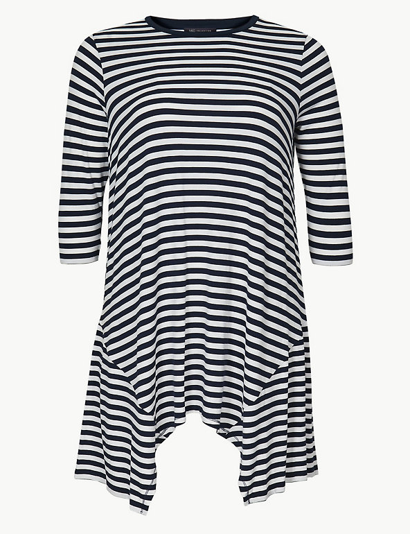 CURVE Striped Jersey 3/4 Sleeve Tunic Image 1 of 1