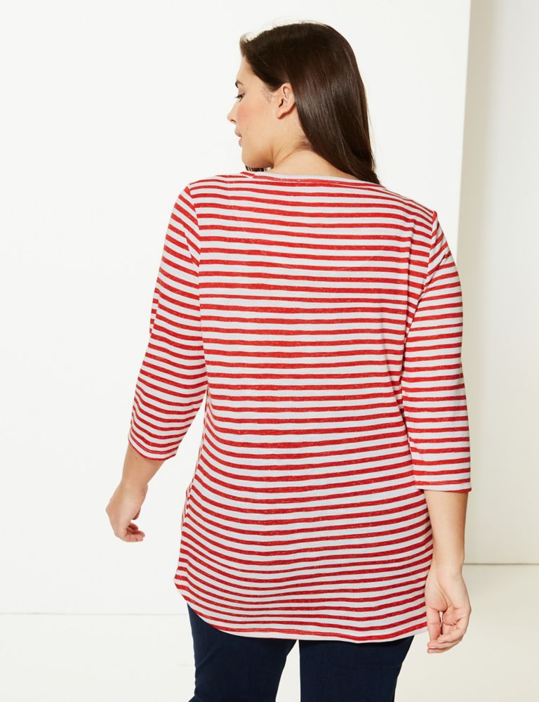 CURVE Striped Round Neck 3/4 Sleeve T-Shirt 4 of 4