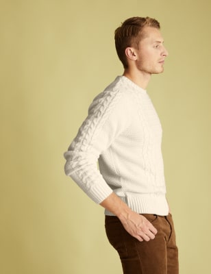 Cable Knit Crew Neck Jumper, M&S Collection