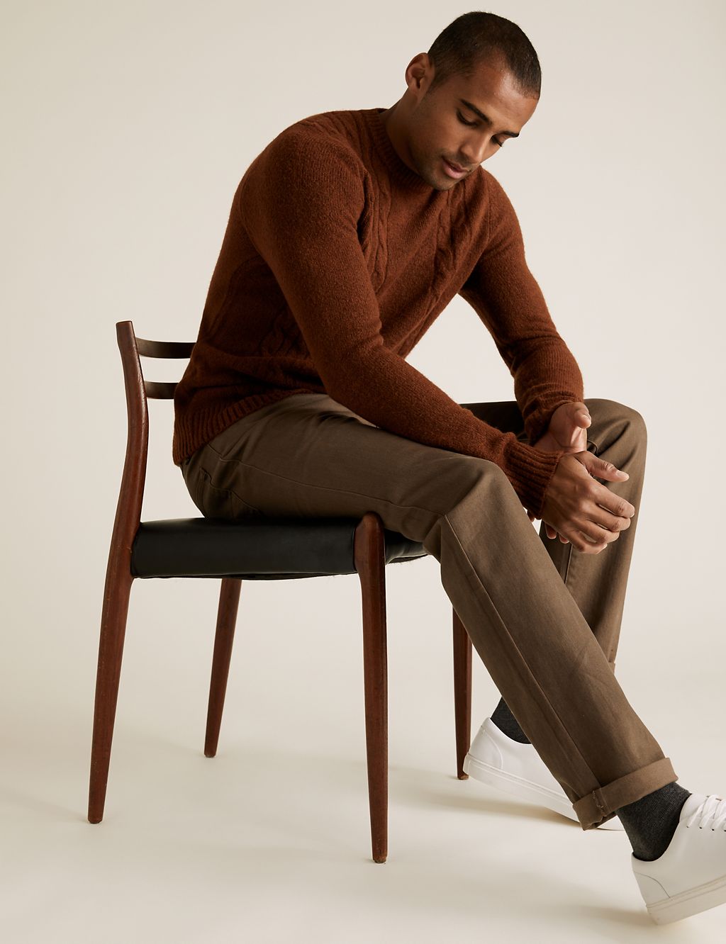 Cable Crew Neck Jumper with Wool 3 of 4