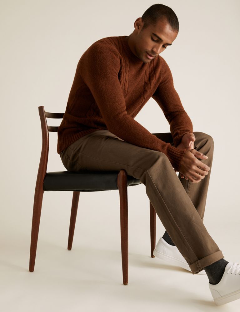 Cable Crew Neck Jumper with Wool 1 of 4