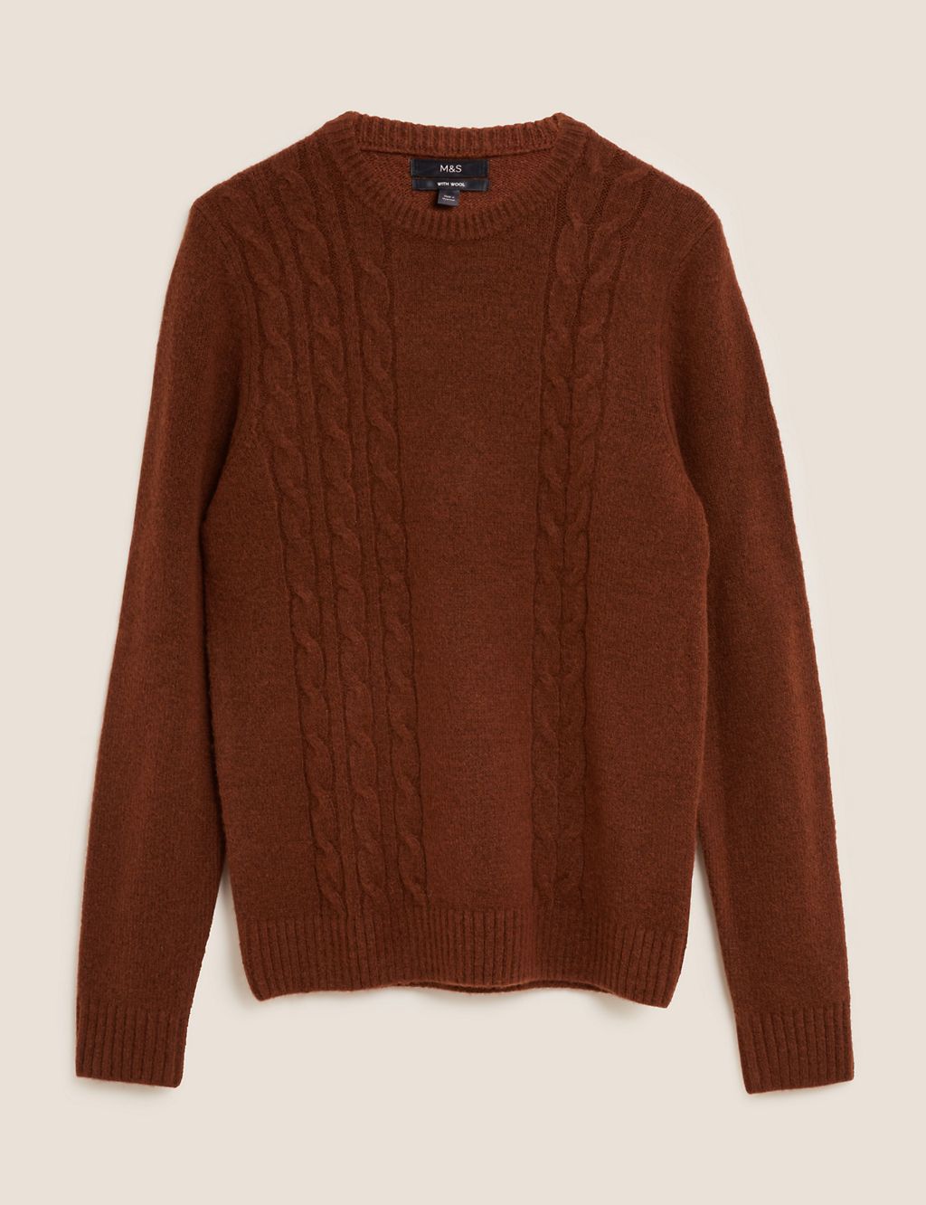 Cable Crew Neck Jumper with Wool 1 of 4