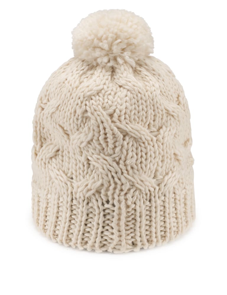 Cable Knit Bobble Hat Older Girls M S