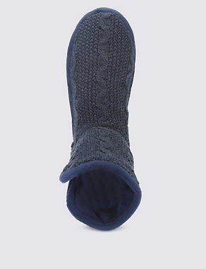Cable Knit Bootie Slipper Socks Image 2 of 3