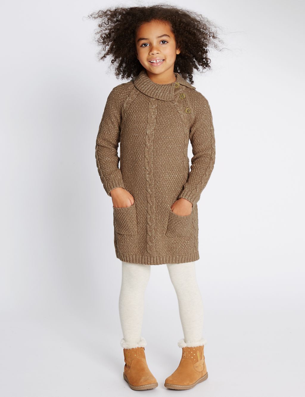 Cable Knit Cotton Blend Dress (1-7 Years) 3 of 5
