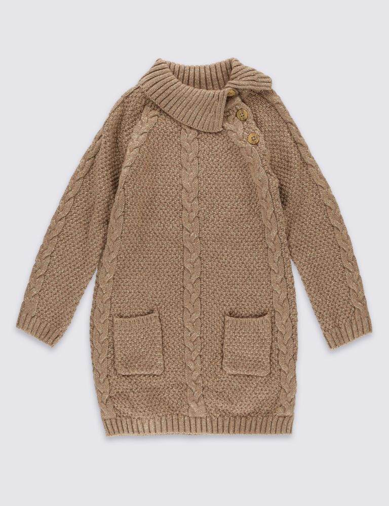 Cable Knit Cotton Blend Dress (1-7 Years) 2 of 5