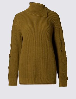 Cable Knit Crew Neck Jumper Image 2 of 4