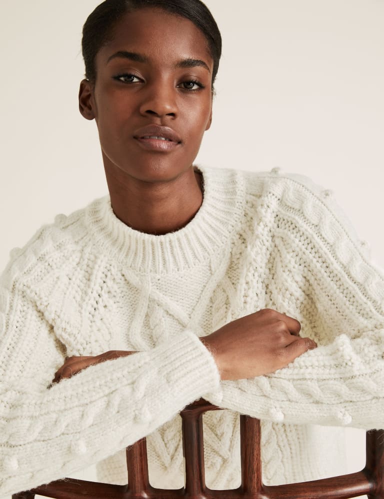 Cable Knit Crew Neck Jumper, M&S Collection