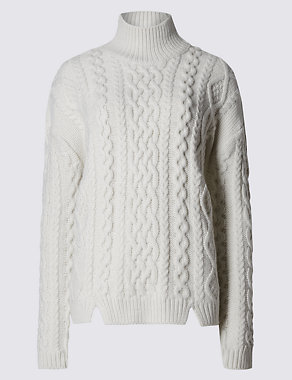 Cable Knit Funnel Neck Jumper Image 2 of 4