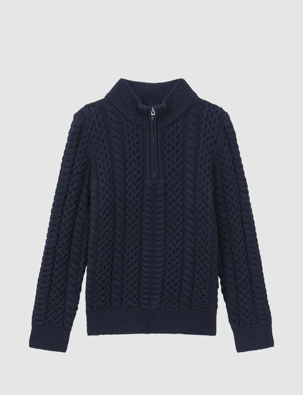 Cable Knit Half Zip Jumper with Wool (3-14 Yrs) 1 of 5