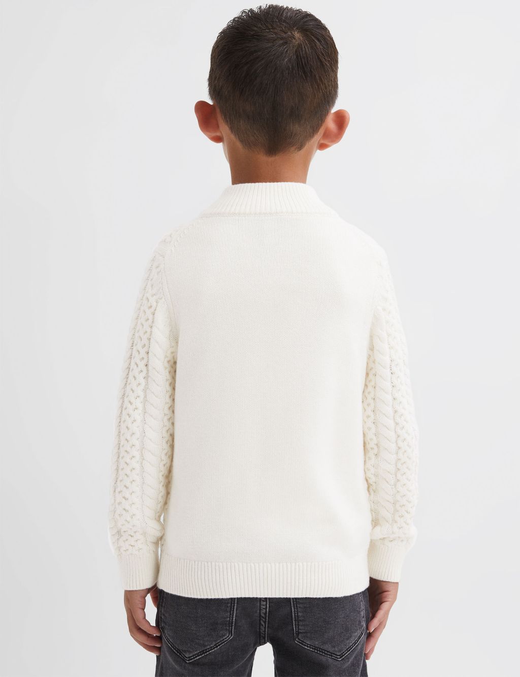 Cable Knit Half Zip Jumper with Wool (3-14 Yrs) 4 of 5