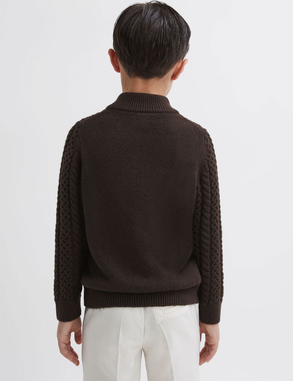 Cable Knit Half Zip Jumper with Wool (3-14 Yrs) 2 of 5