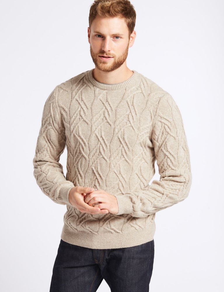 Cable Knit Jumper with Lambswool & Alpaca 1 of 5