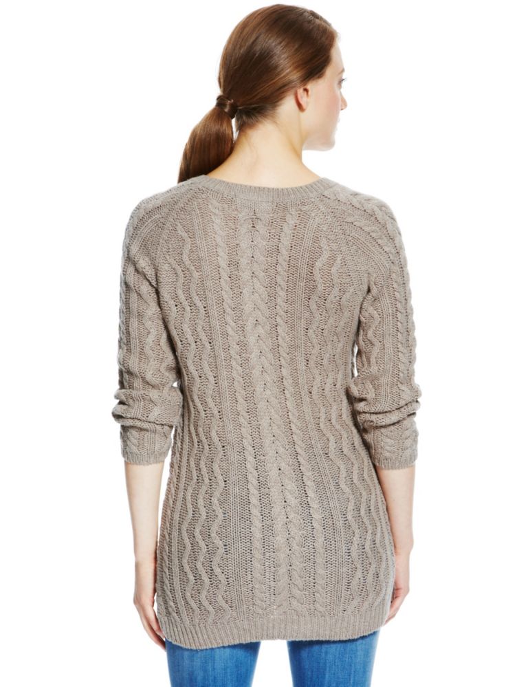 Cable Knit Longline Jumper with Wool 4 of 4