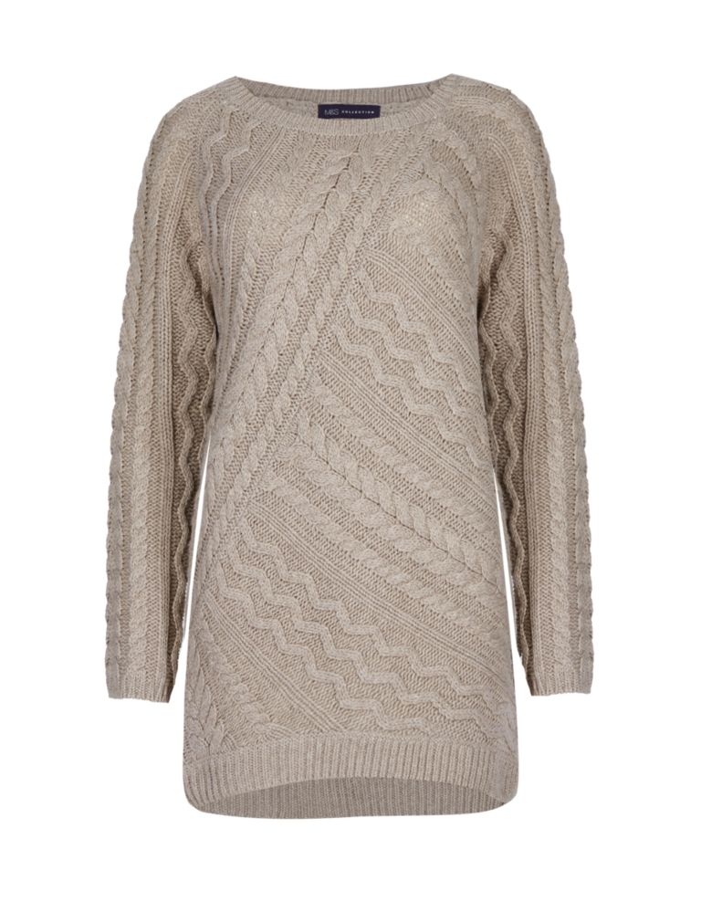 Cable Knit Longline Jumper with Wool 3 of 4