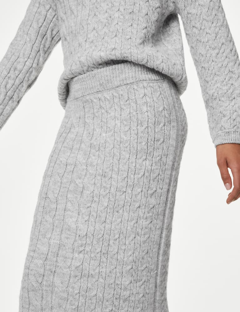 Cable knit midi skirt set sales