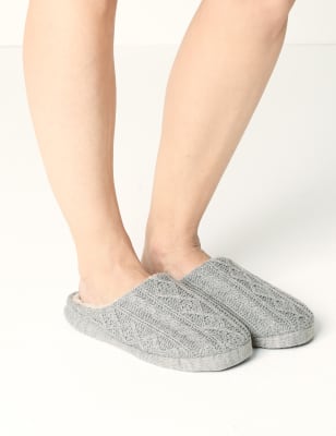 M&s cable knit slippers new arrivals