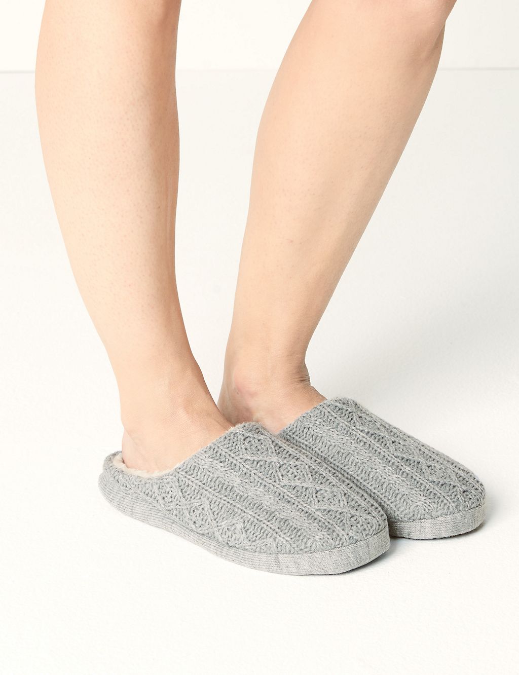 Cable Knit Mule Slippers with Memory Foam 3 of 6