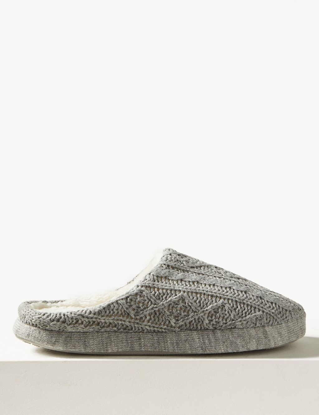 Cable Knit Mule Slippers with Memory Foam 1 of 6