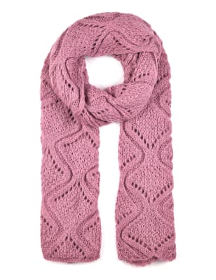 Cable Knit Pointelle Scarf | Indigo Collection | Mu0026S