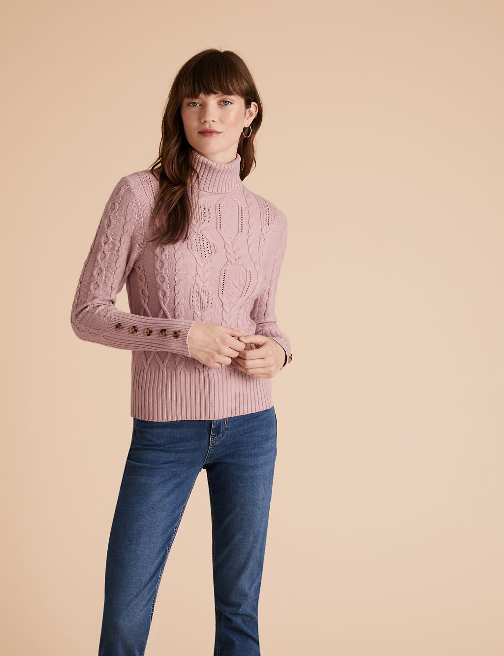 Cable Knit Roll Neck Fitted Jumper 5 of 5