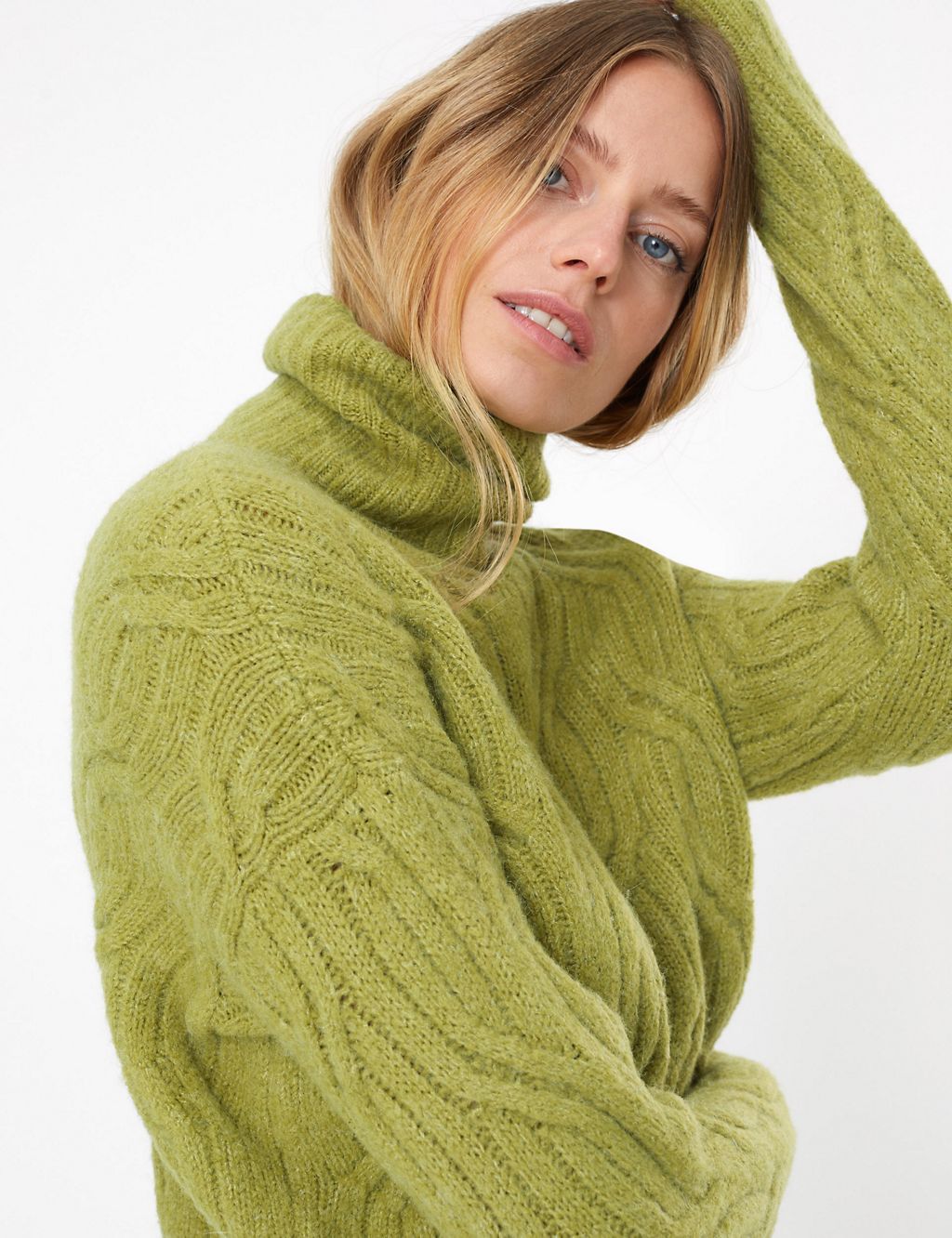 Cable Knit Roll Neck Jumper with Alpaca 3 of 6