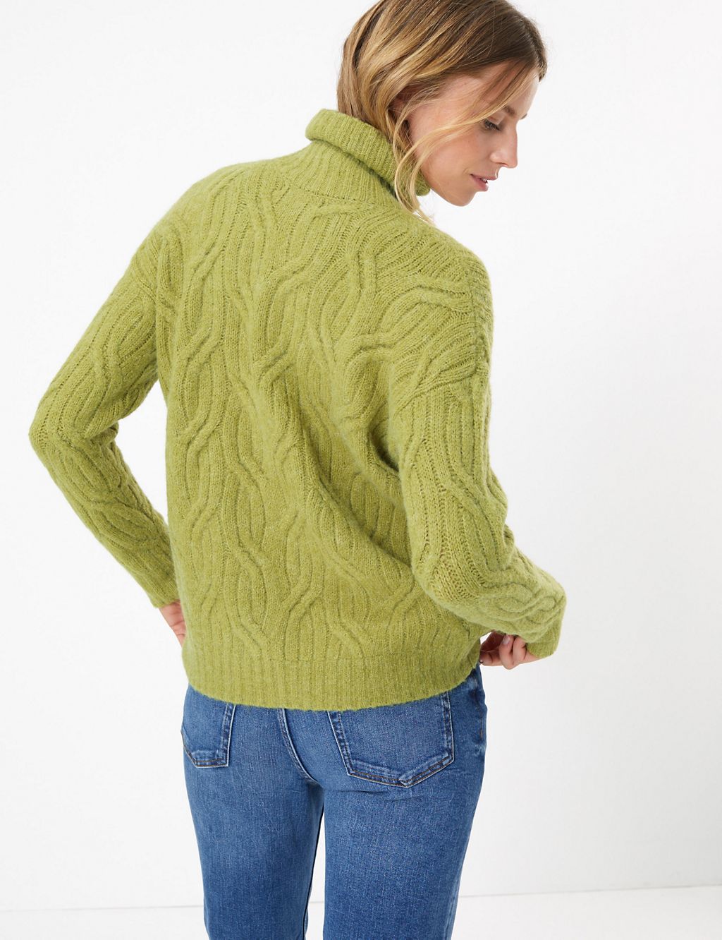 Cable Knit Roll Neck Jumper with Alpaca 4 of 6