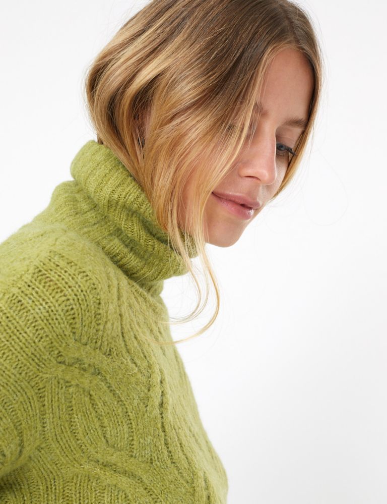 Cable Knit Roll Neck Jumper with Alpaca 6 of 6