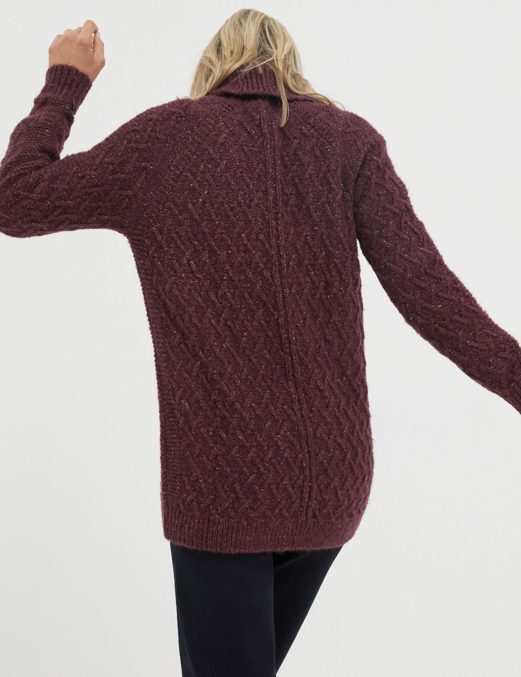 Cable Knit Roll Neck Jumper with Cotton 2 of 6