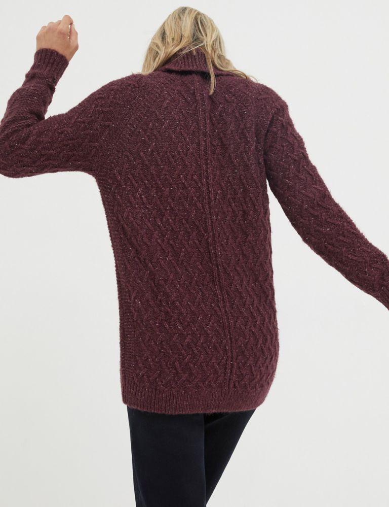 Cable Knit Roll Neck Jumper with Cotton 3 of 6