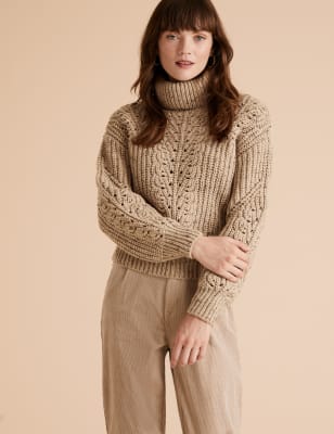 Cable knit 2025 roll neck