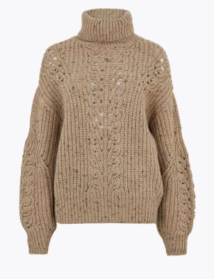 Cable knit shop polo neck jumper